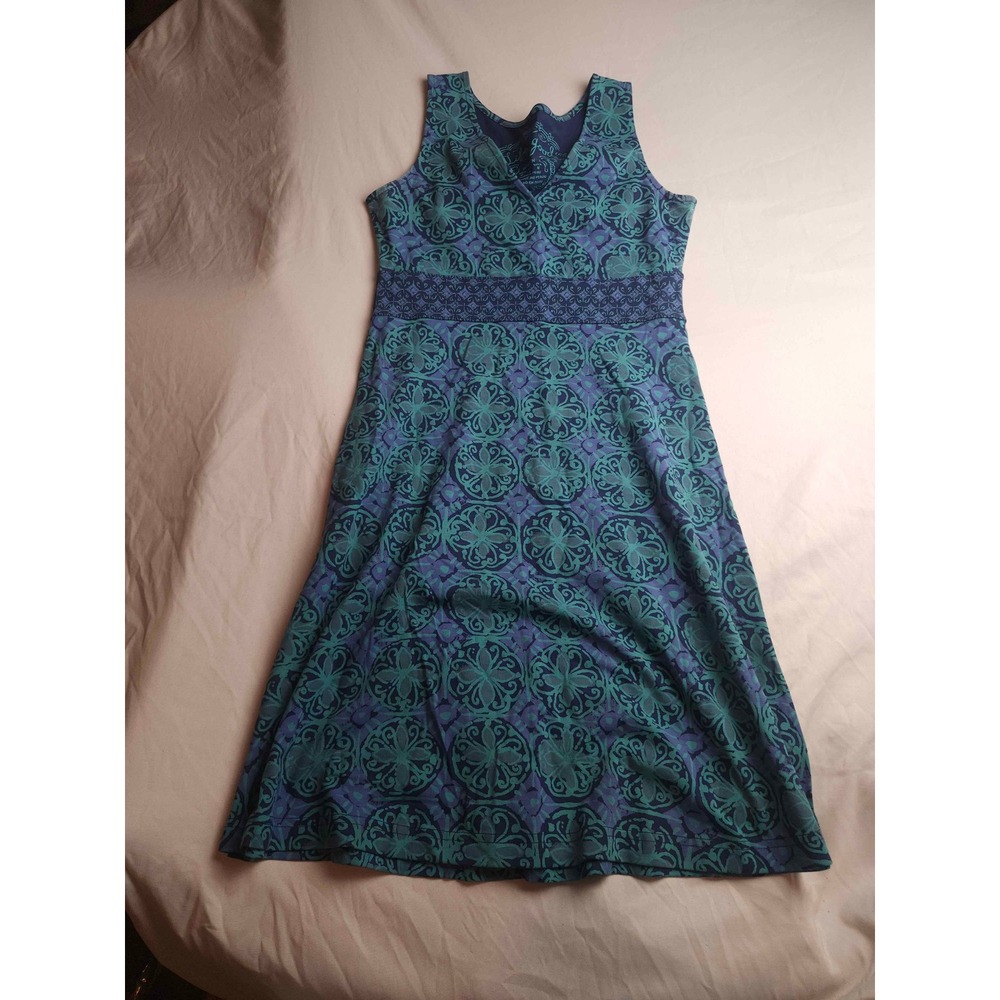Life is Good Womens Purple Teal Medallion Print Sleeveless Midi Dress Size 4